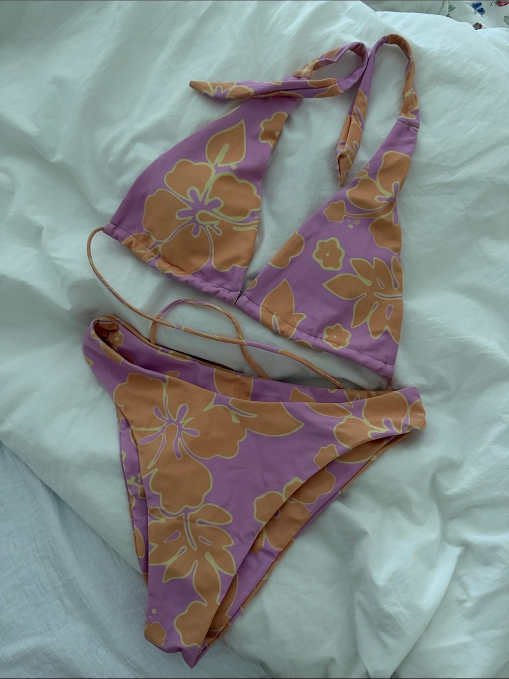 Purple & orange Floral Bikini Set